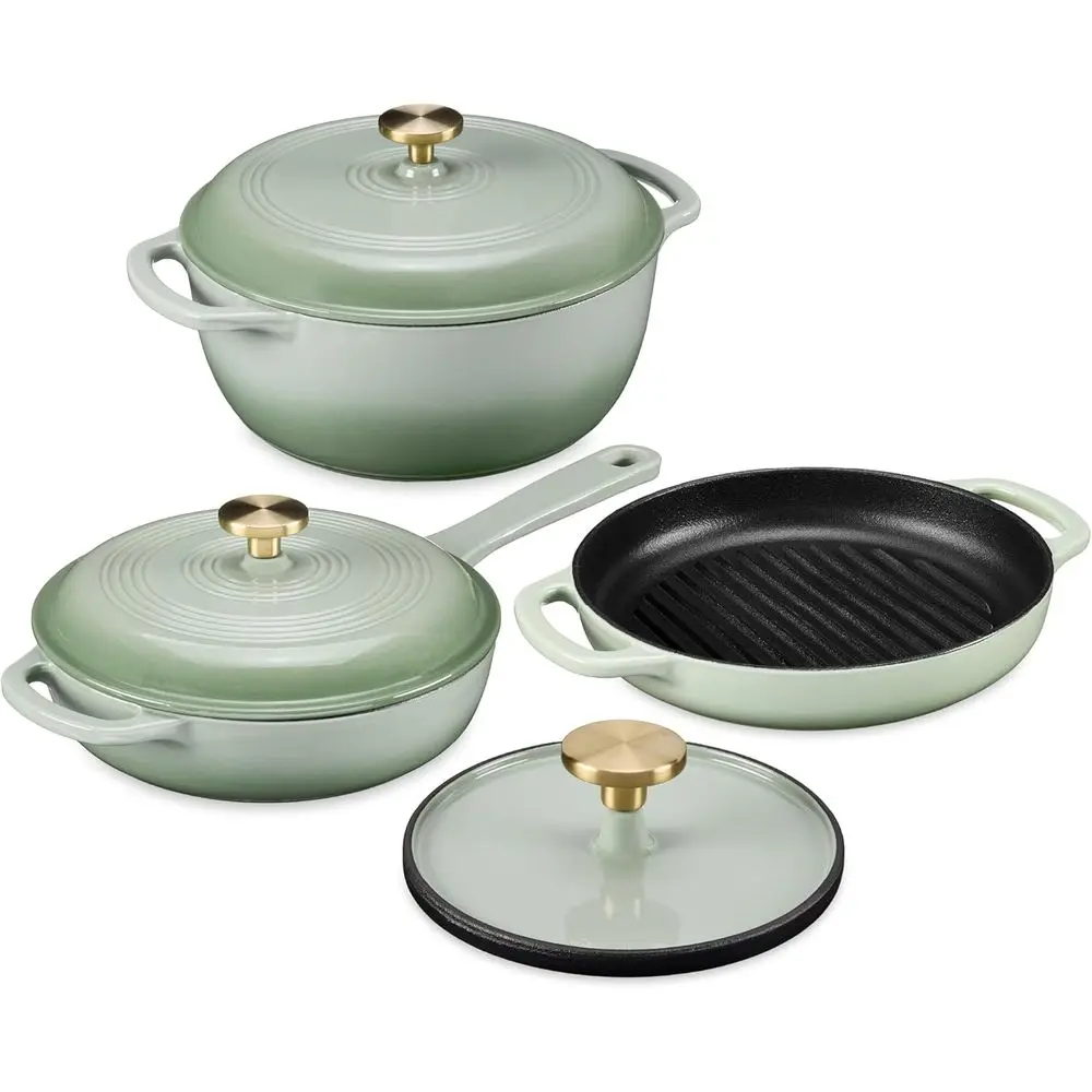 Dutch Oven Enamel - Tencere Seti: 2Qt Yapışmaz Kapaklı Tava,