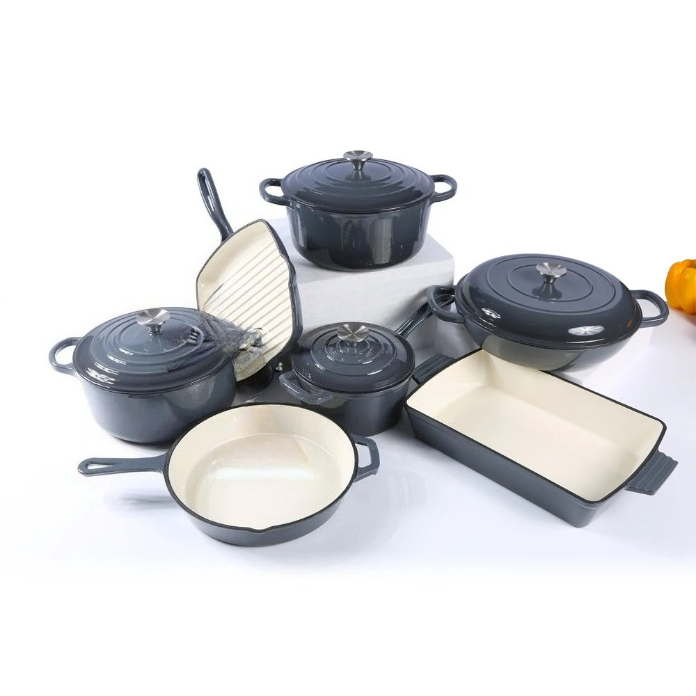 Dutch Oven Enamel - Mineli dökme demir tencere seti Renkli
